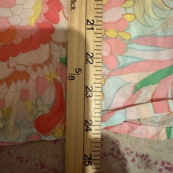 Talbots Womens XL Blouse Pink Yellow Floral Paisley Pintuck Cotton Split Neck - Picture 7 of 9